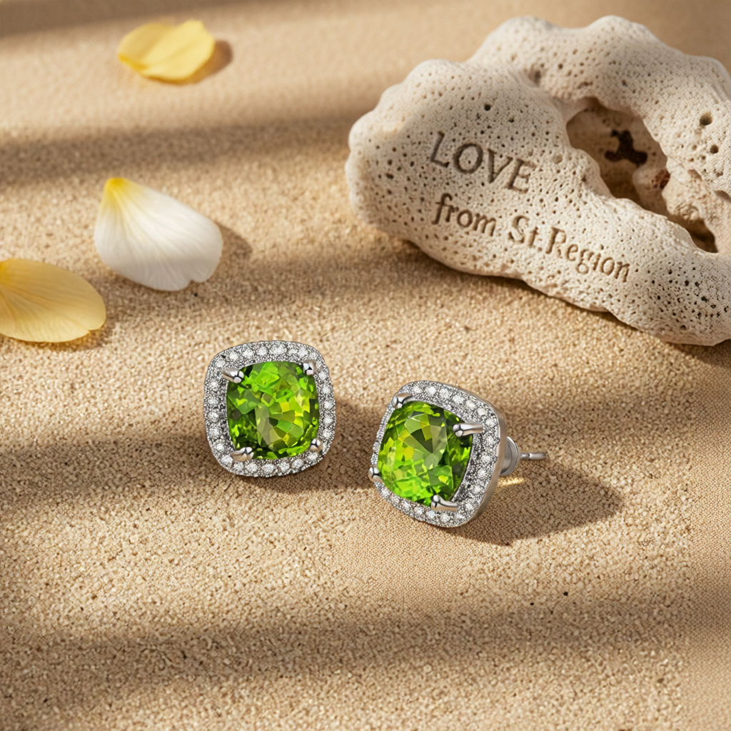 Olive Princess Crystal & Cubic Zirconia Silver-Plated Halo Stud Earrings