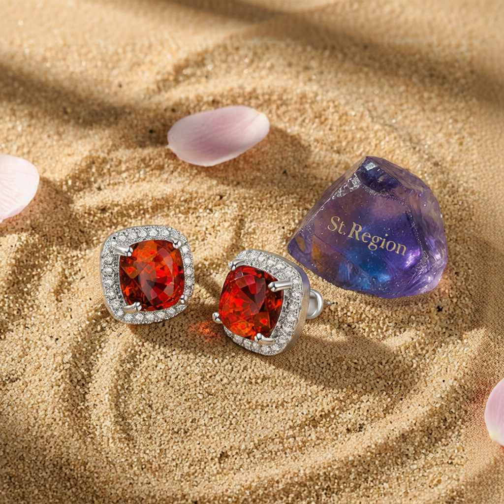 Red Princess Crystal & Cubic Zirconia Silver-Plated Halo Stud Earrings