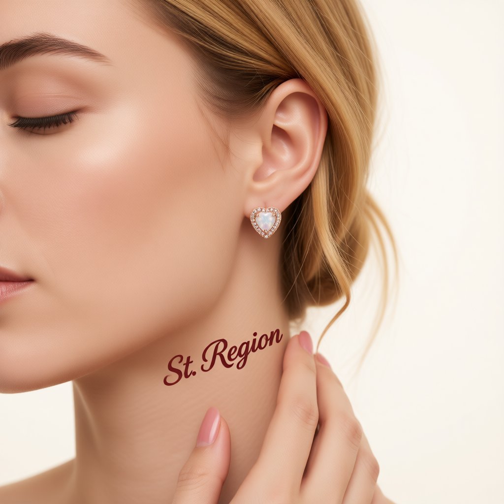 Cubic Zirconia and Opal 18K Rose Gold-Plated Halo Heart Stud Earrings, rose gold stud earrings for women, styled look