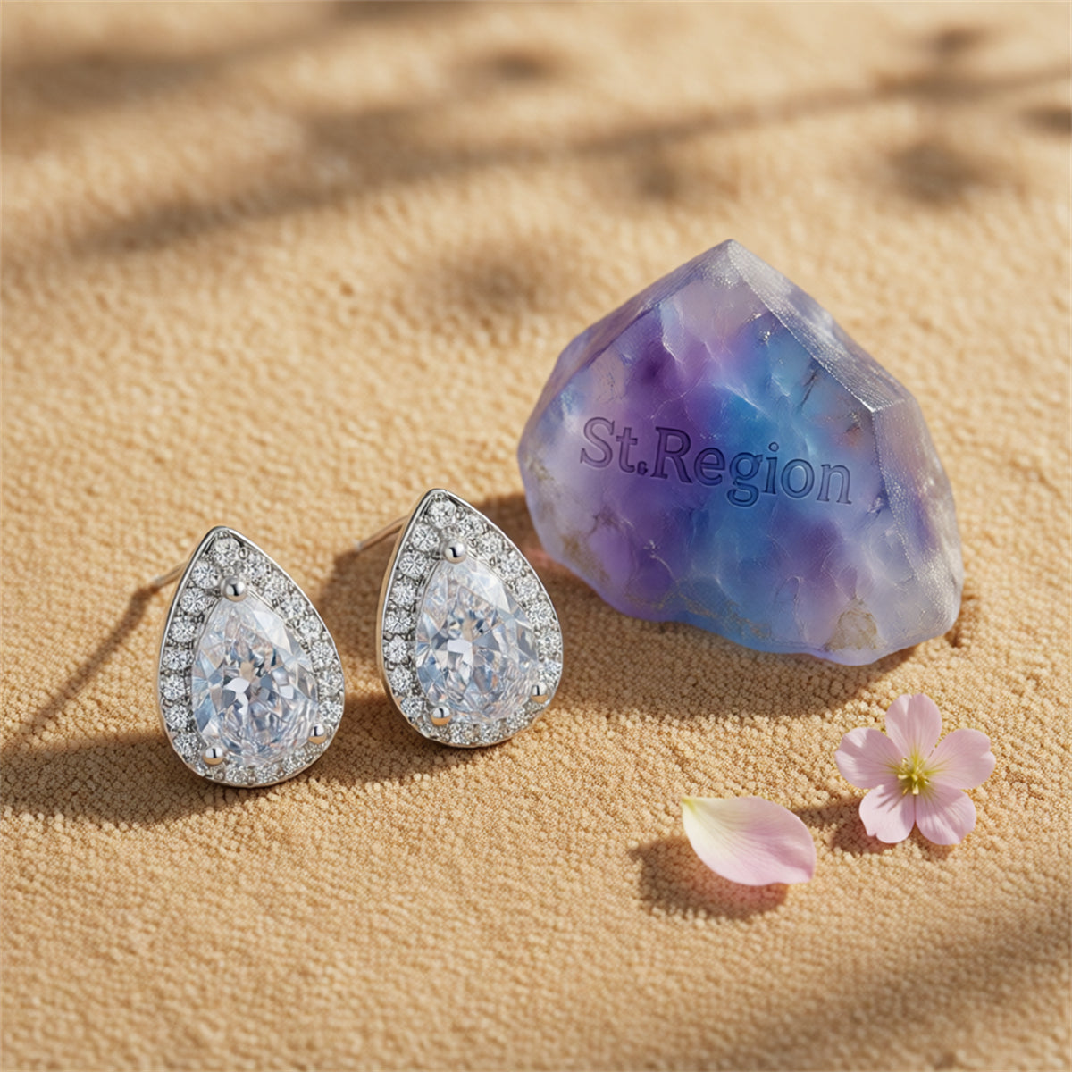Clear Crystal & Cubic Zirconia Silver-Plated Teardrop Cushion Stud Earrings