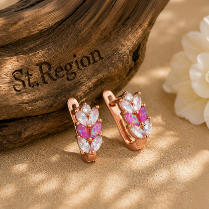 Cubic Zirconia & Purple Opal Leverback Earrings
