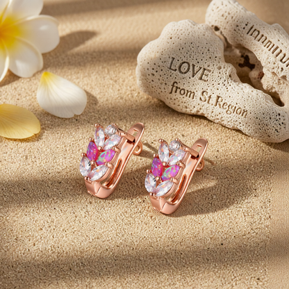 Cubic Zirconia & Purple Opal Leverback Earrings