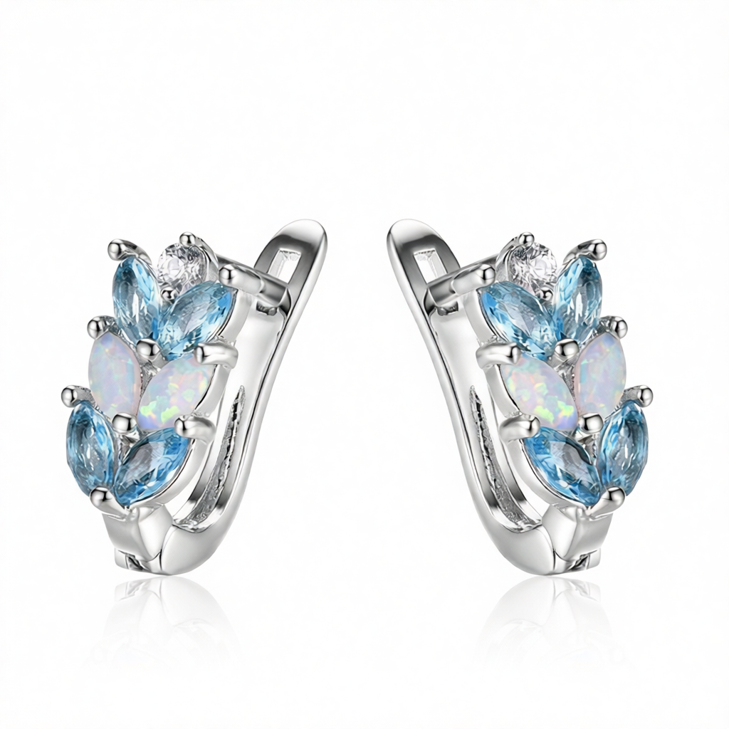 Opal & Crystal Silver-Plated Leverback Earrings