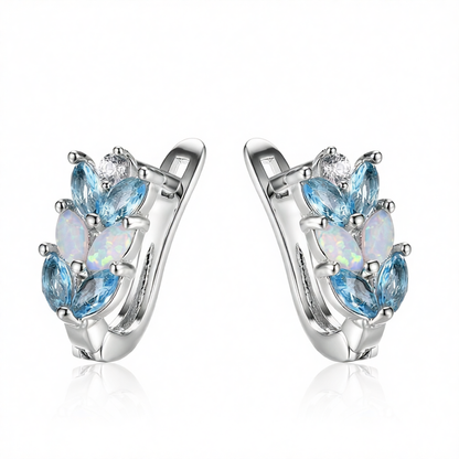 Opal & Crystal Silver-Plated Leverback Earrings