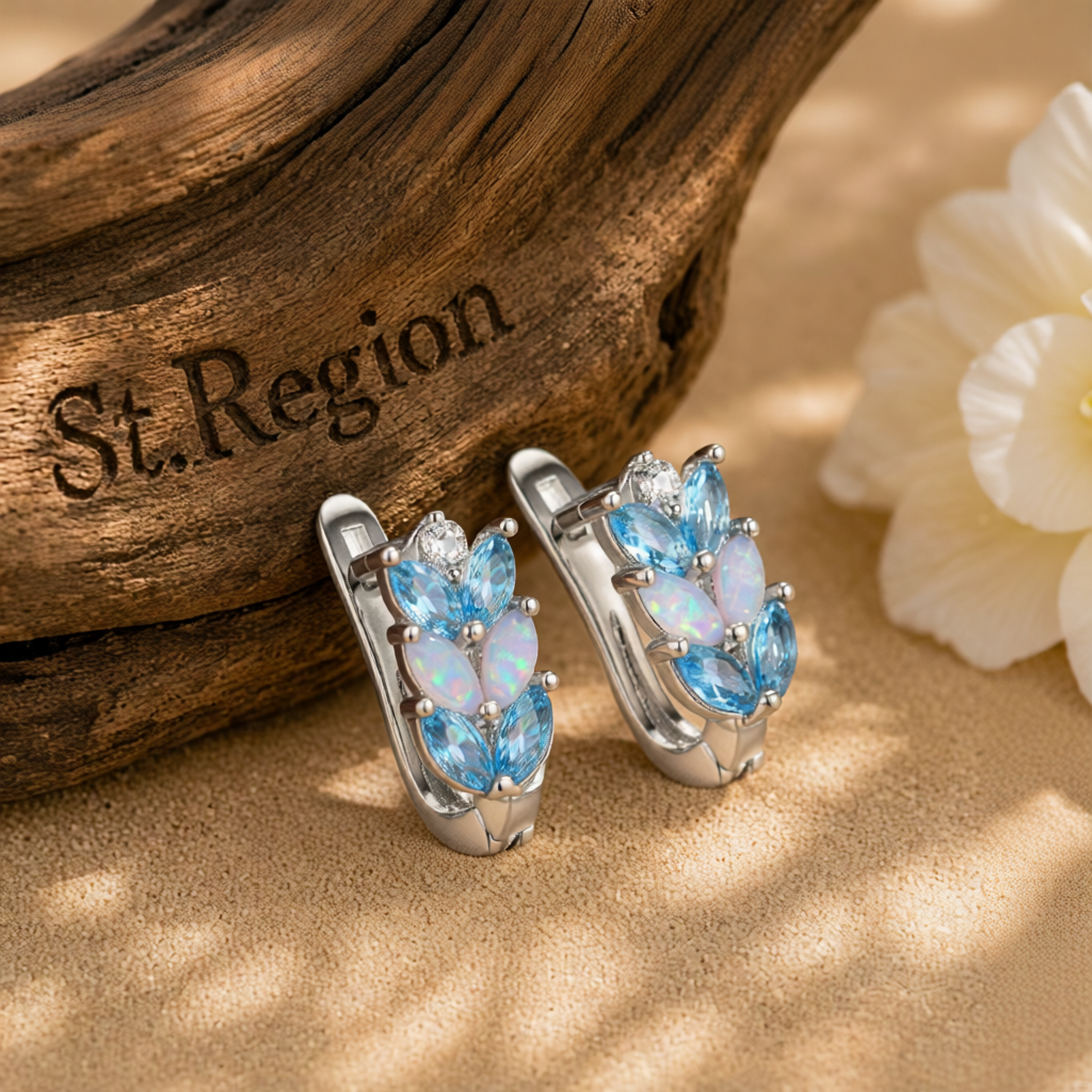 Opal & Crystal Silver-Plated Leverback Earrings