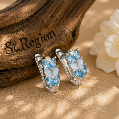 Opal & Crystal Silver-Plated Leverback Earrings