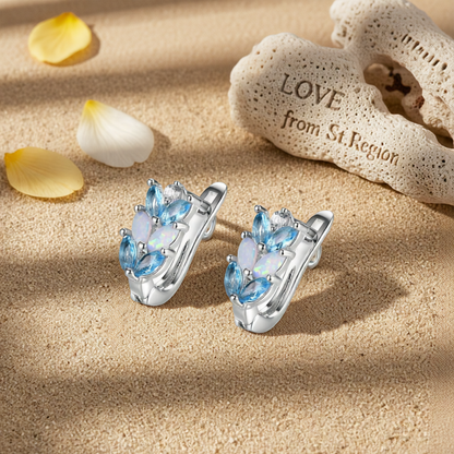 Opal & Crystal Silver-Plated Leverback Earrings