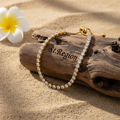Cubic Zirconia & 18K Gold-Plated Adjustable Link Bracelet