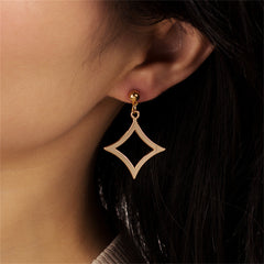 18K Gold-Plated Open Rhombus Drop Earrings