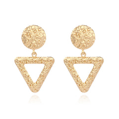 18K Gold-Plated Textured Open Triangle Drop Earrings