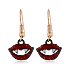 Red & Black 18K Gold-Plated Vampire Fangs Drop Earrings