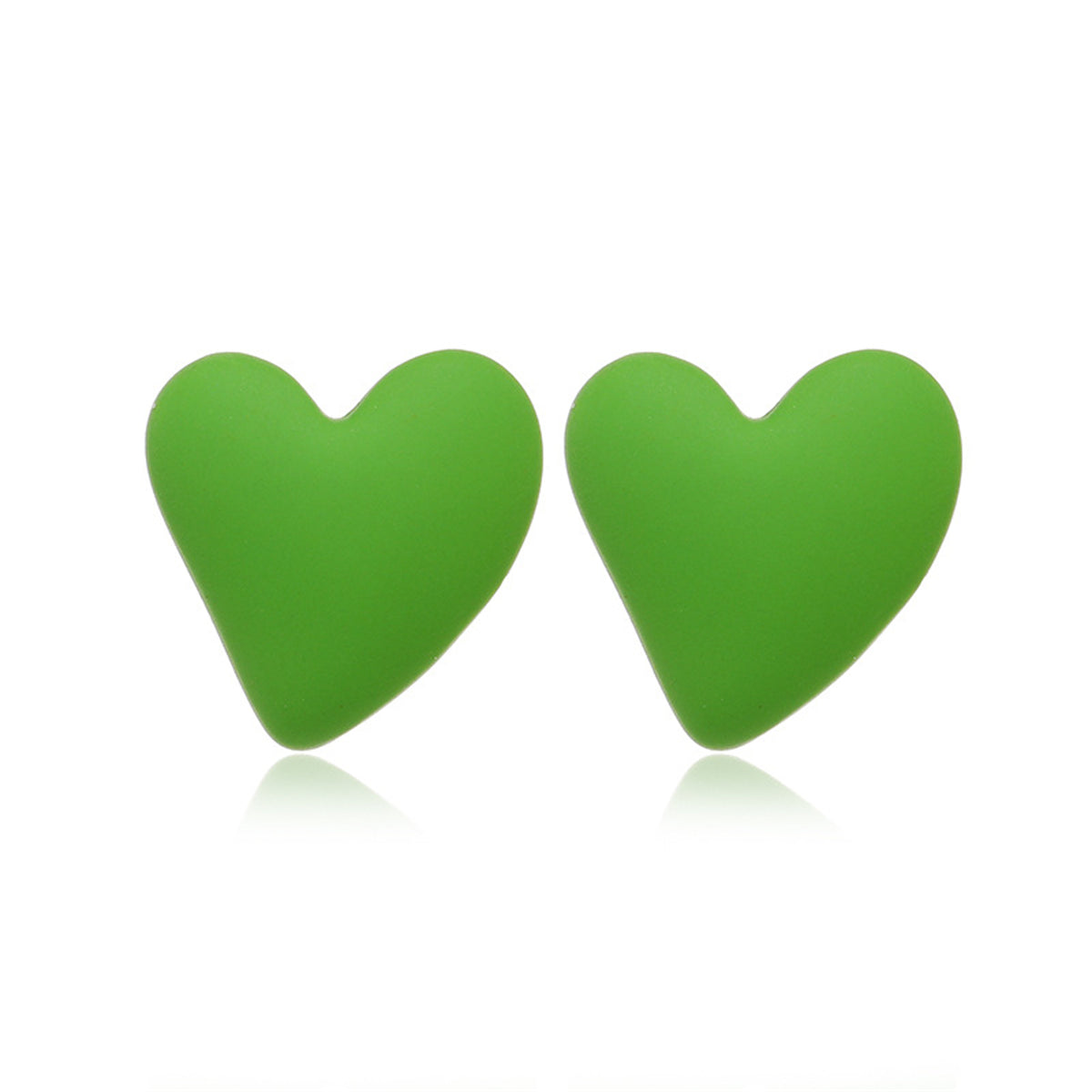 Grass Green Acrylic and Silver-Plated Heart Stud Earrings, silver stud earrings for women, vintage-inspired design, side view