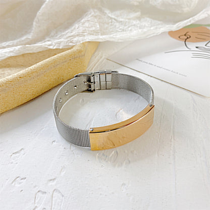 Two Tone Curved Card Belt Bracelet, bracelet for women, everyday style, side view