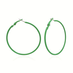 Green Enamel & Silver-Plated Hoop Earrings