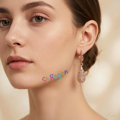 18K Rose Gold-Plated Openwork Teardrop Earrings, rose gold huggie earrings, elegant gift for her, styled look