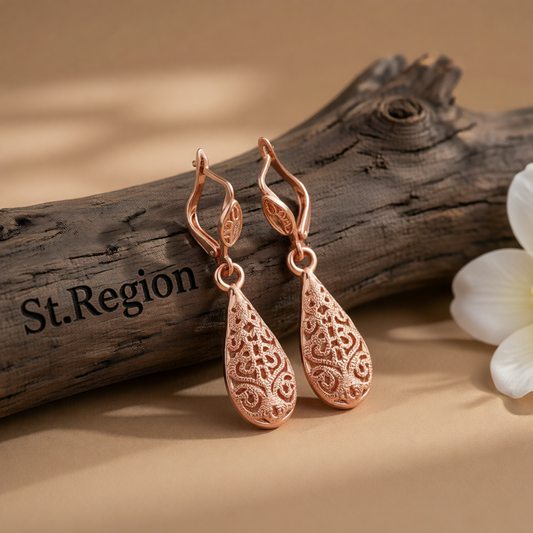18K Rose Gold-Plated Openwork Teardrop Earrings