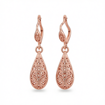 18K Rose Gold-Plated Openwork Teardrop Earrings