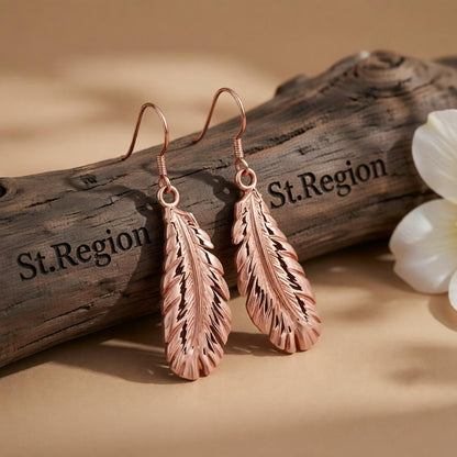 18K Rose Gold-Plated Feather Drop Earrings