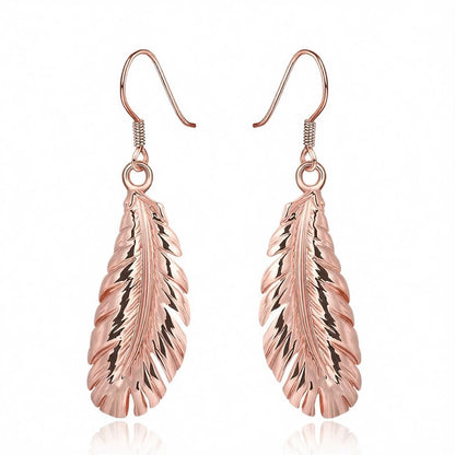 18K Rose Gold-Plated Feather Drop Earrings