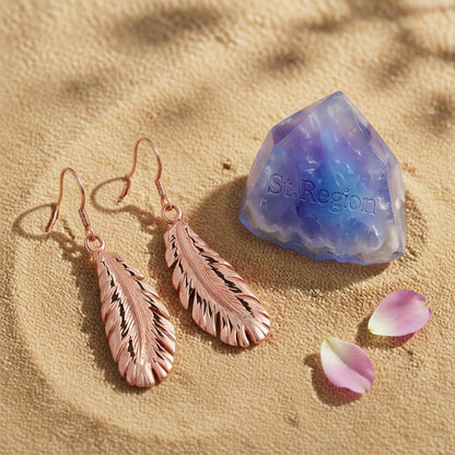 18K Rose Gold-Plated Feather Drop Earrings
