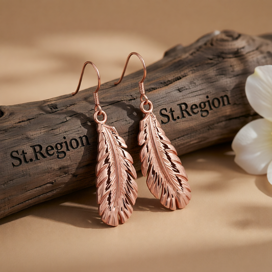 18K Rose Gold-Plated Feather Drop Earrings