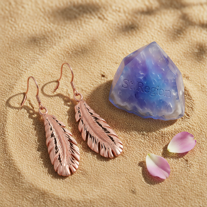 18K Rose Gold-Plated Feather Drop Earrings