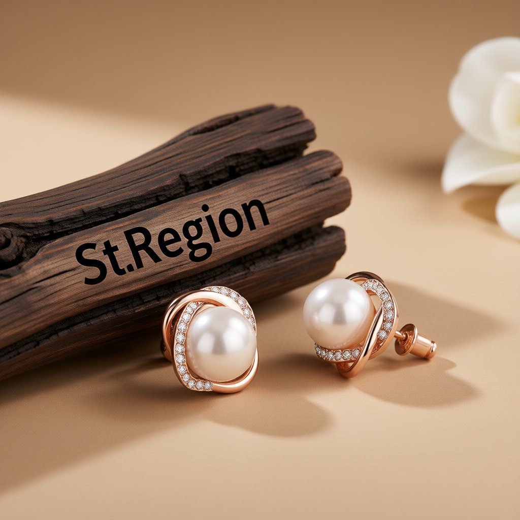 Pearl and Cubic Zirconia 18k Rose Gold-Plated Stud Earrings, cubic zirconia stud earrings for women, front view