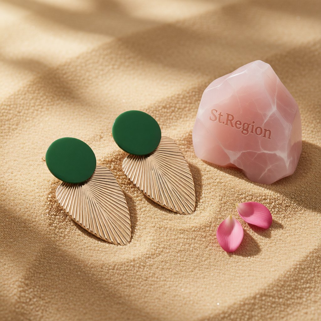 Enamel and 18K Gold-Plated Leaf Drop Earrings, gold drop earrings for women, vintage-inspired design, detail close-up