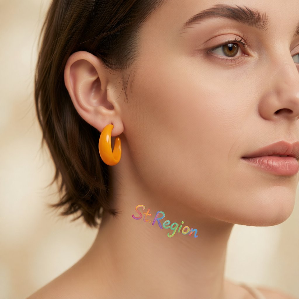Yellow and Silver-Plated Open Huggie Earrings, silver huggie earrings, vintage-inspired design, styled look