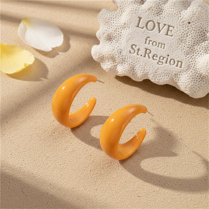 Yellow and Silver-Plated Open Huggie Earrings, silver huggie earrings, vintage-inspired design, lifestyle look