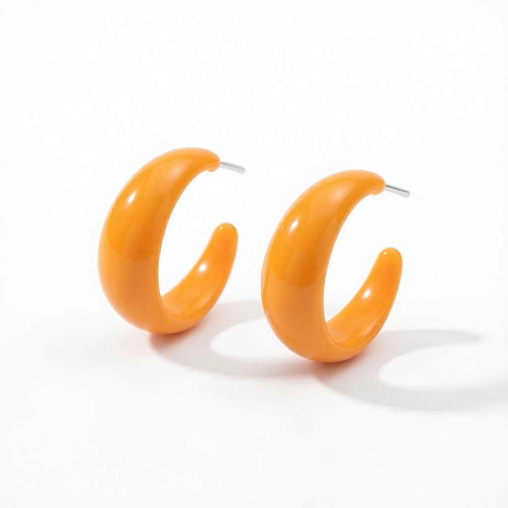 Yellow and Silver-Plated Open Huggie Earrings, silver huggie earrings, vintage-inspired design, side view