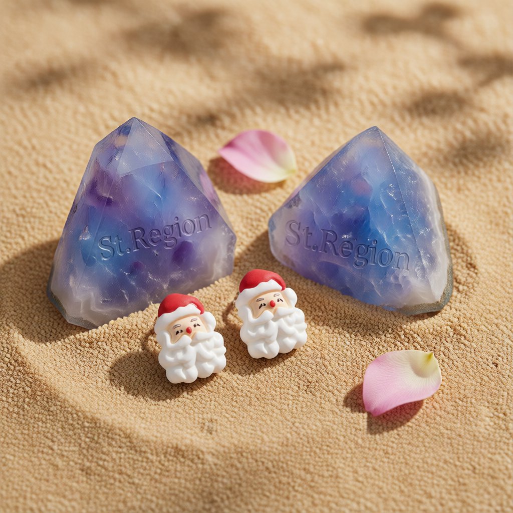 White and Red Santa Face Stud Earrings, cubic zirconia stud earrings for women, elegant gift for her, detail close-up
