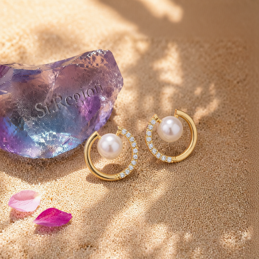 Cubic Zirconia & Pearl 18K Gold-Plated Round Stud Earrings