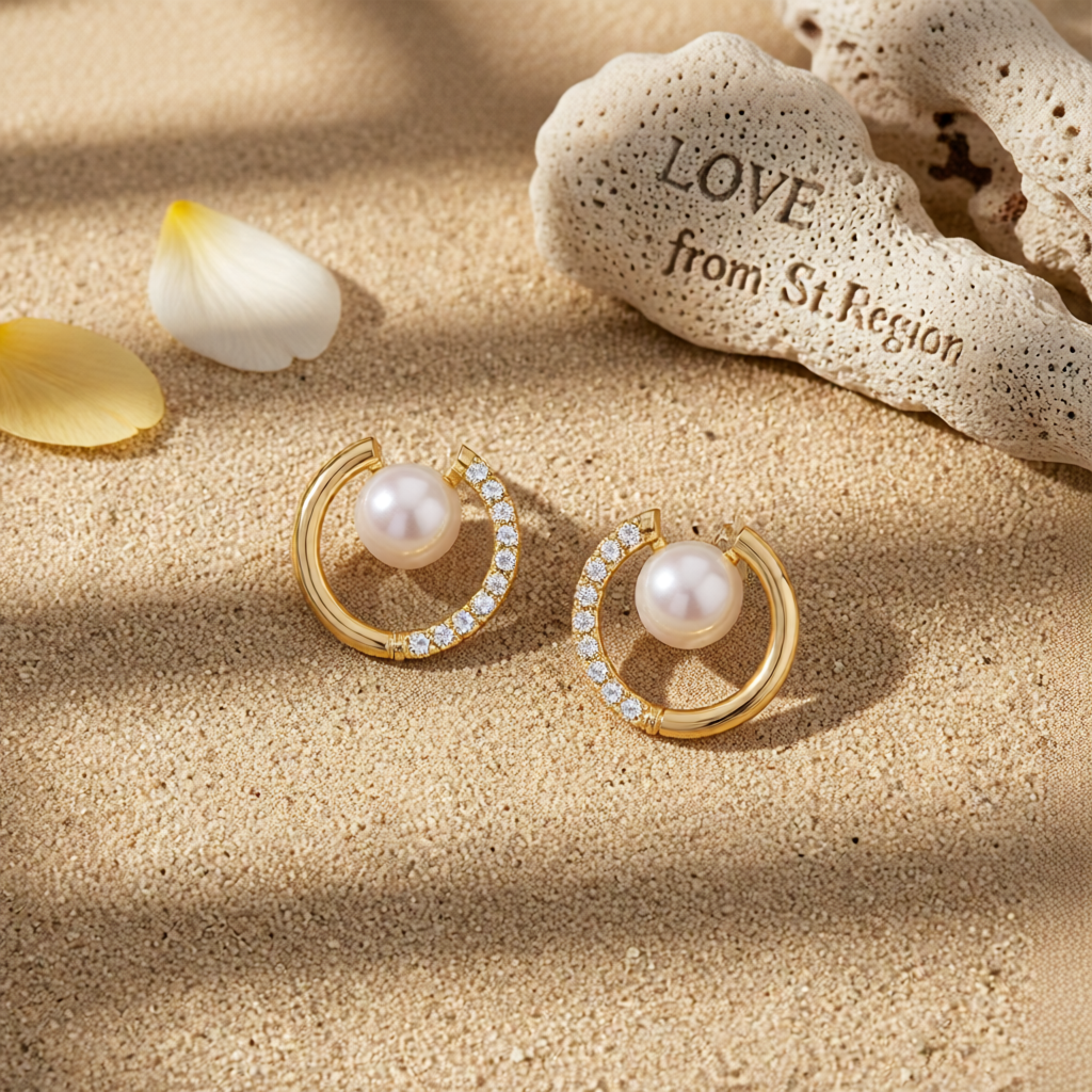Cubic Zirconia & Pearl 18K Gold-Plated Round Stud Earrings