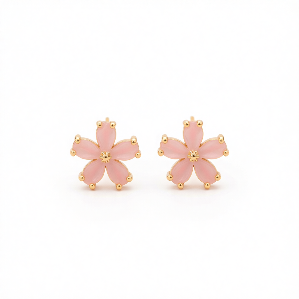 Cats Eye & 18K Gold-Plated Flower Stud Earrings