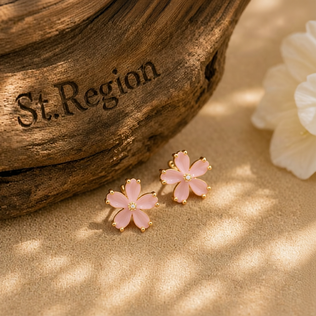 Cats Eye & 18K Gold-Plated Flower Stud Earrings