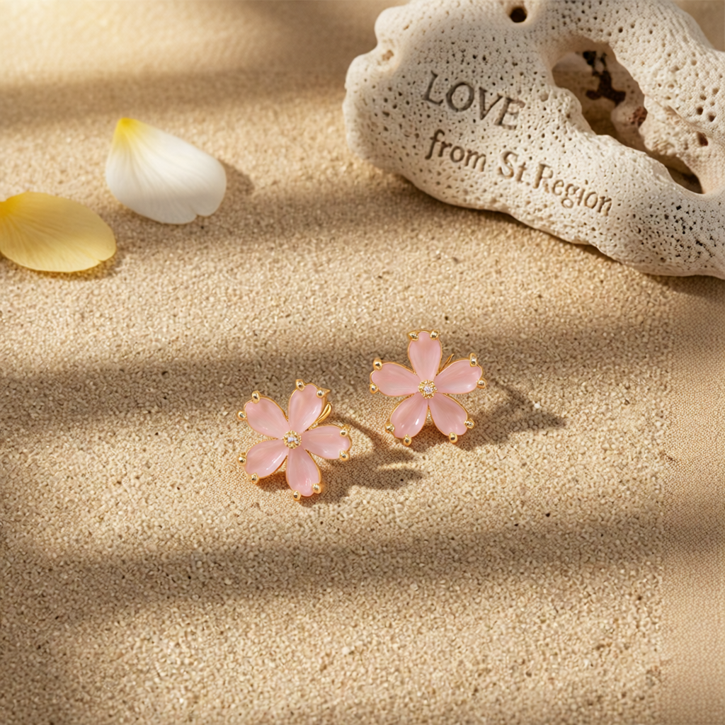 Cats Eye & 18K Gold-Plated Flower Stud Earrings