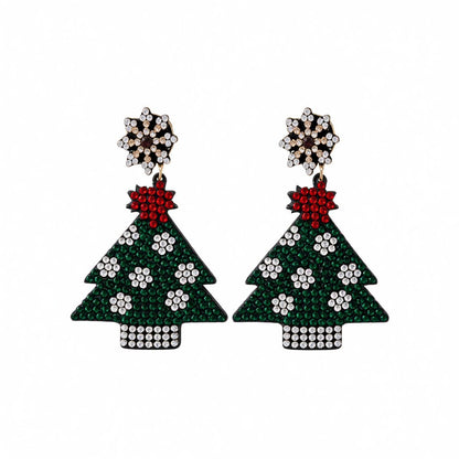 Green and Red Cubic Zirconia Christmas Tree Drop Earrings, drop earrings for women, elegant gift for her, side view
