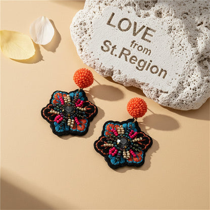 Orange Howlite and 18K Gold-Plated Snowflake Drop Earrings, gold drop earrings for women, everyday style, lifestyle look
