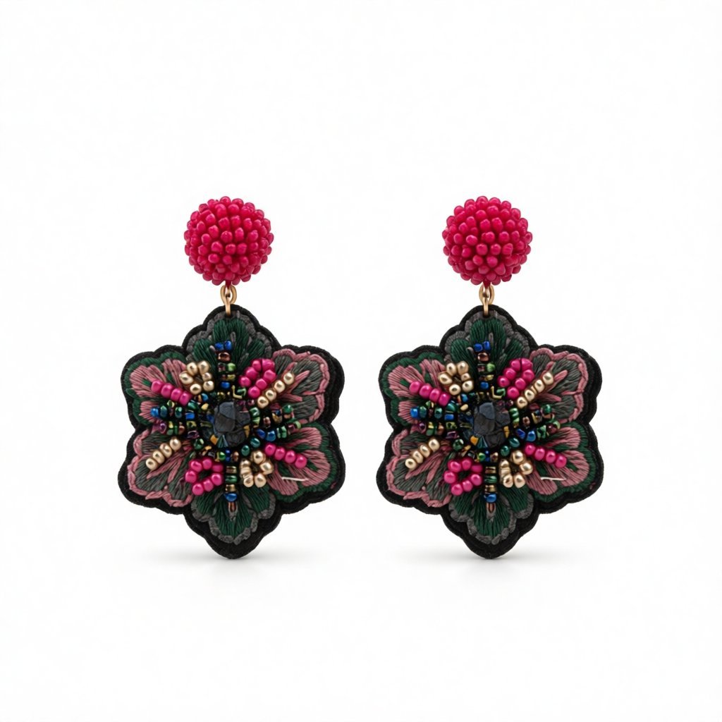 Red Howlite and 18K Gold-Plated Snowflake Drop Earrings, gold drop earrings for women, elegant gift for her, side view