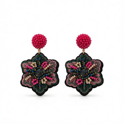 Red Howlite and 18K Gold-Plated Snowflake Drop Earrings, gold drop earrings for women, elegant gift for her, side view