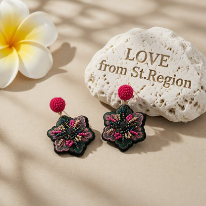 Red Howlite and 18K Gold-Plated Snowflake Drop Earrings, gold drop earrings for women, elegant gift for her, lifestyle look