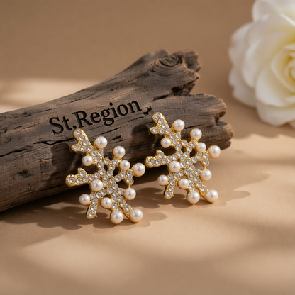 Pearl & Cubic Zirconia 18K Gold-Plated Coral Stud Earrings