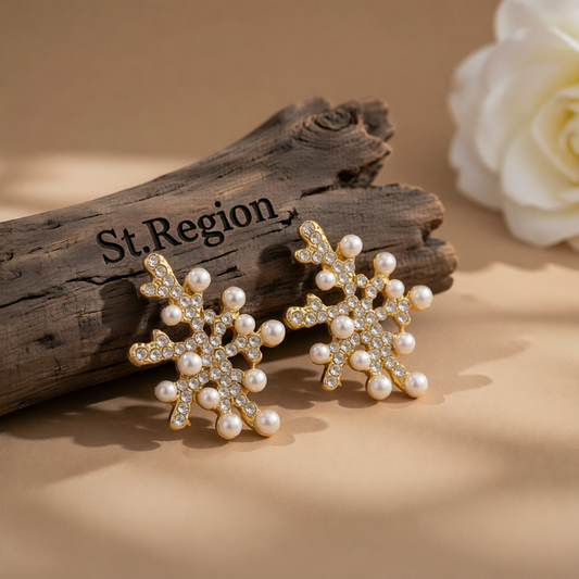 Pearl & Cubic Zirconia 18K Gold-Plated Coral Stud Earrings