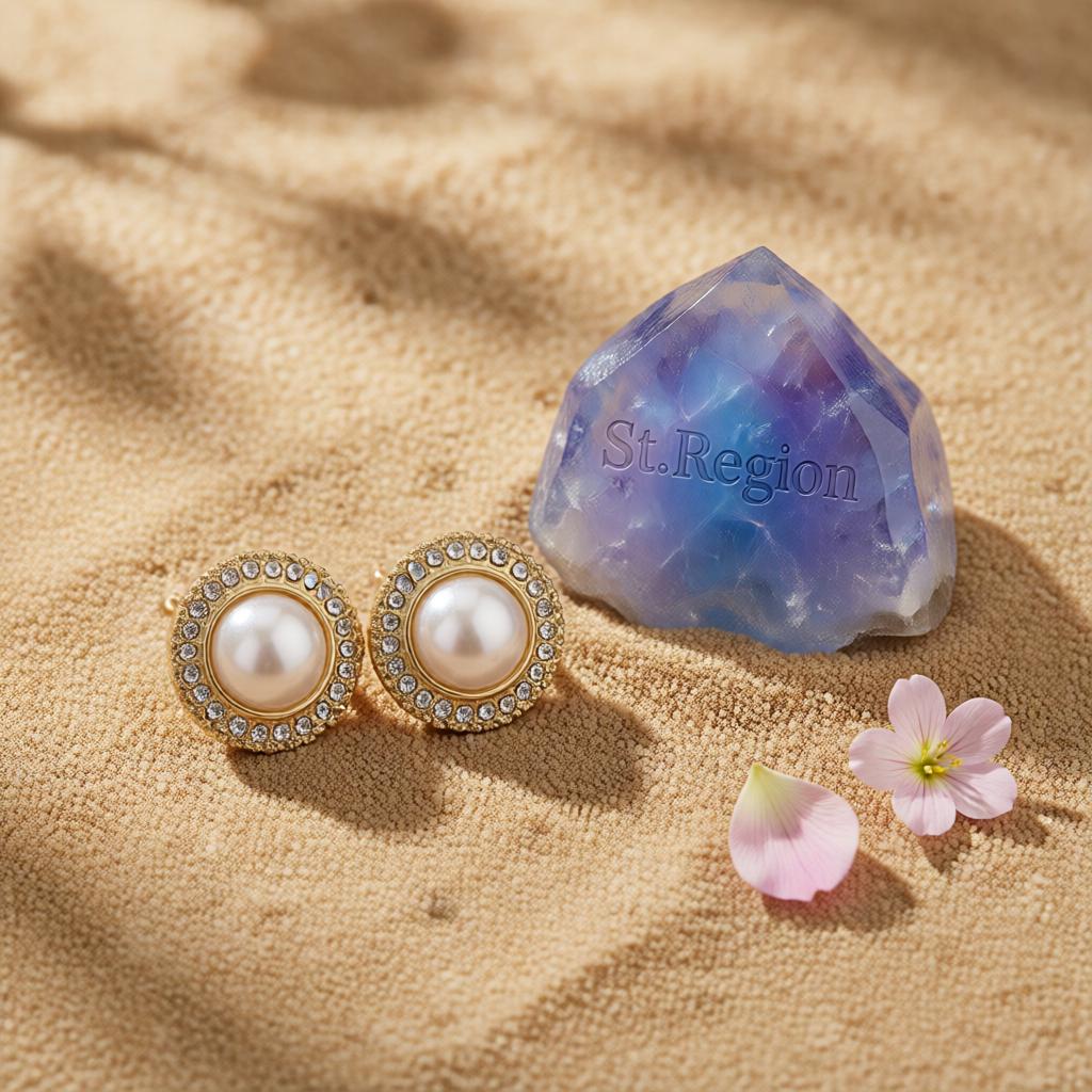 Pearl and Cubic Zirconia 18K Gold-Plated Halo Round Stud Earrings, cubic zirconia stud earrings for women, detail close-up