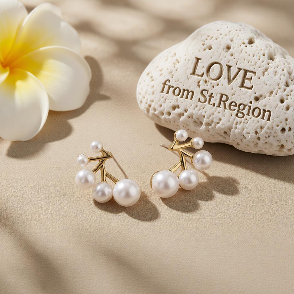 Pearl and 18K Gold-Plated Botanical Stud Earrings, cubic zirconia stud earrings for women, lifestyle look