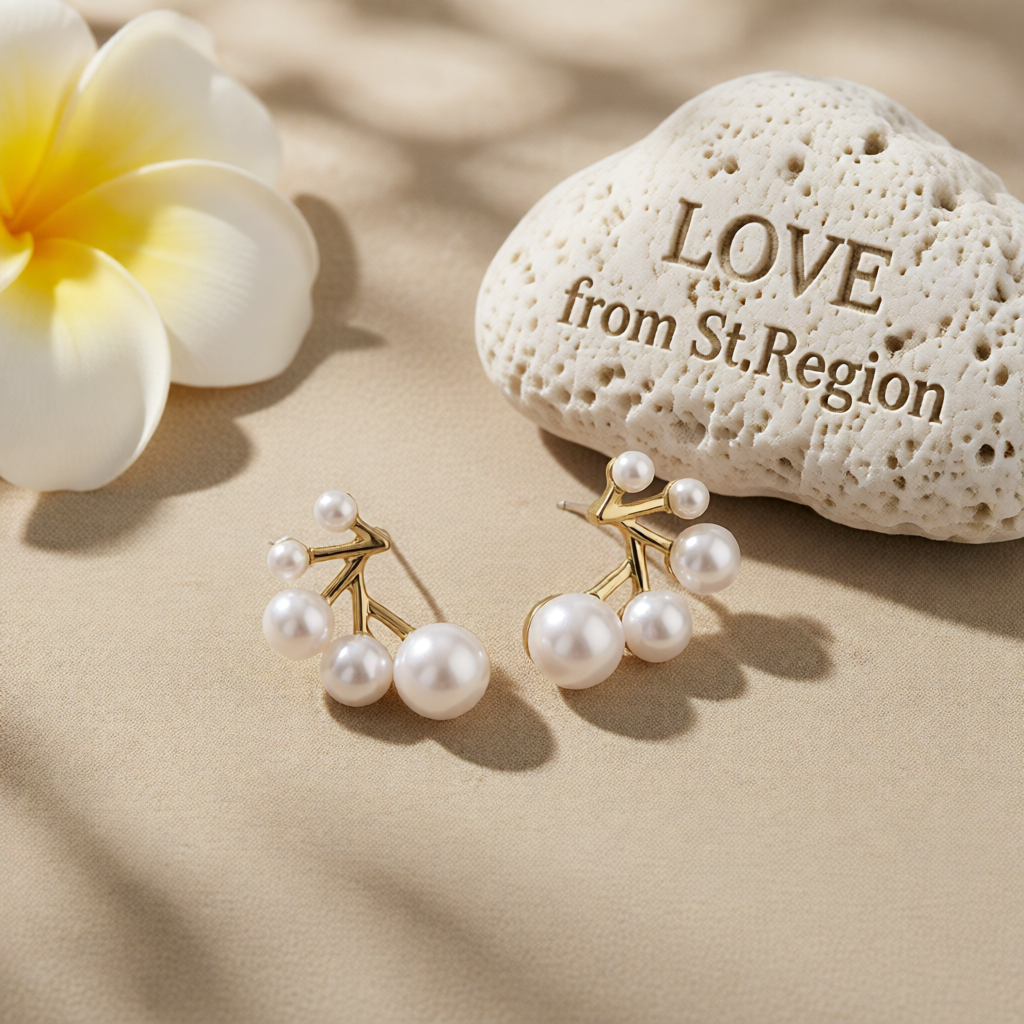 Pearl & 18K Gold-Plated Botanical Stud Earrings