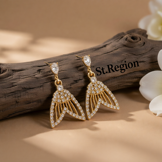 Cubic Zirconia & Crystal Fishtail Drop Earrings