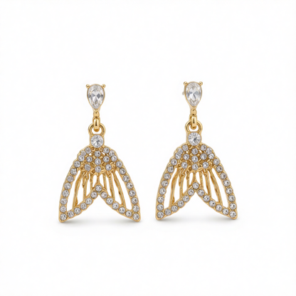 Cubic Zirconia & Crystal Fishtail Drop Earrings