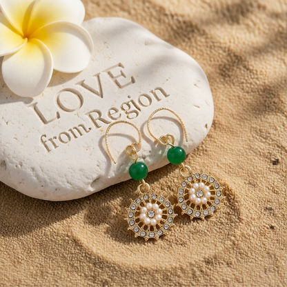 Green Quartz & Cubic Zirconia Pearl 18K Gold-Plated Flower Drop Earrings